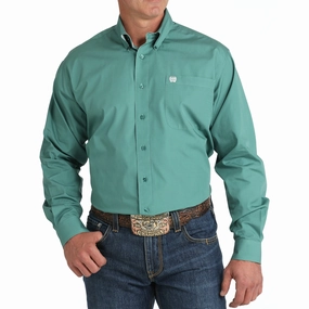 Lightweight Material Cinch Men's Solid Green Long Sleeve Shirt