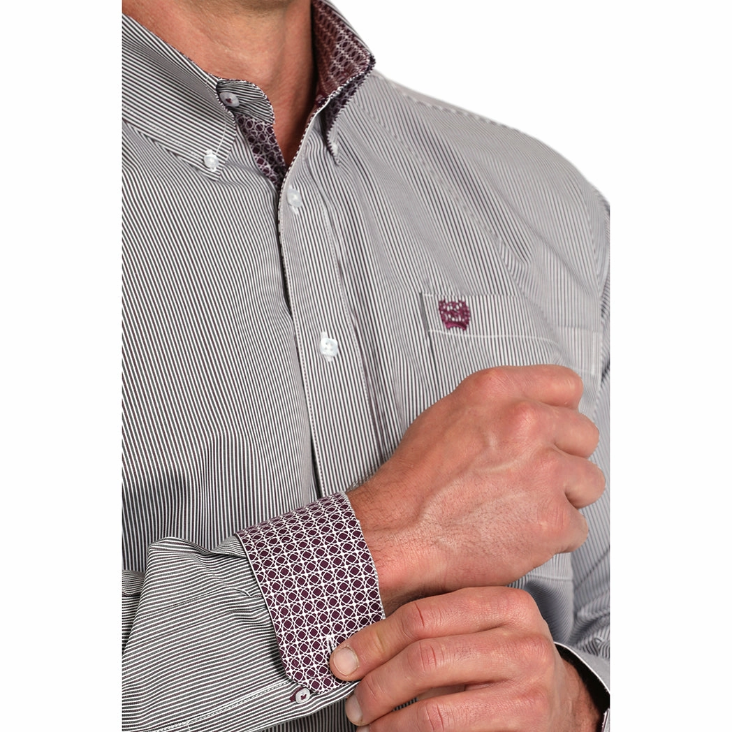 Tagless Labeling Reinforced Elbow Patches Cinch Men's Tencel Multicolor Striped Shirt