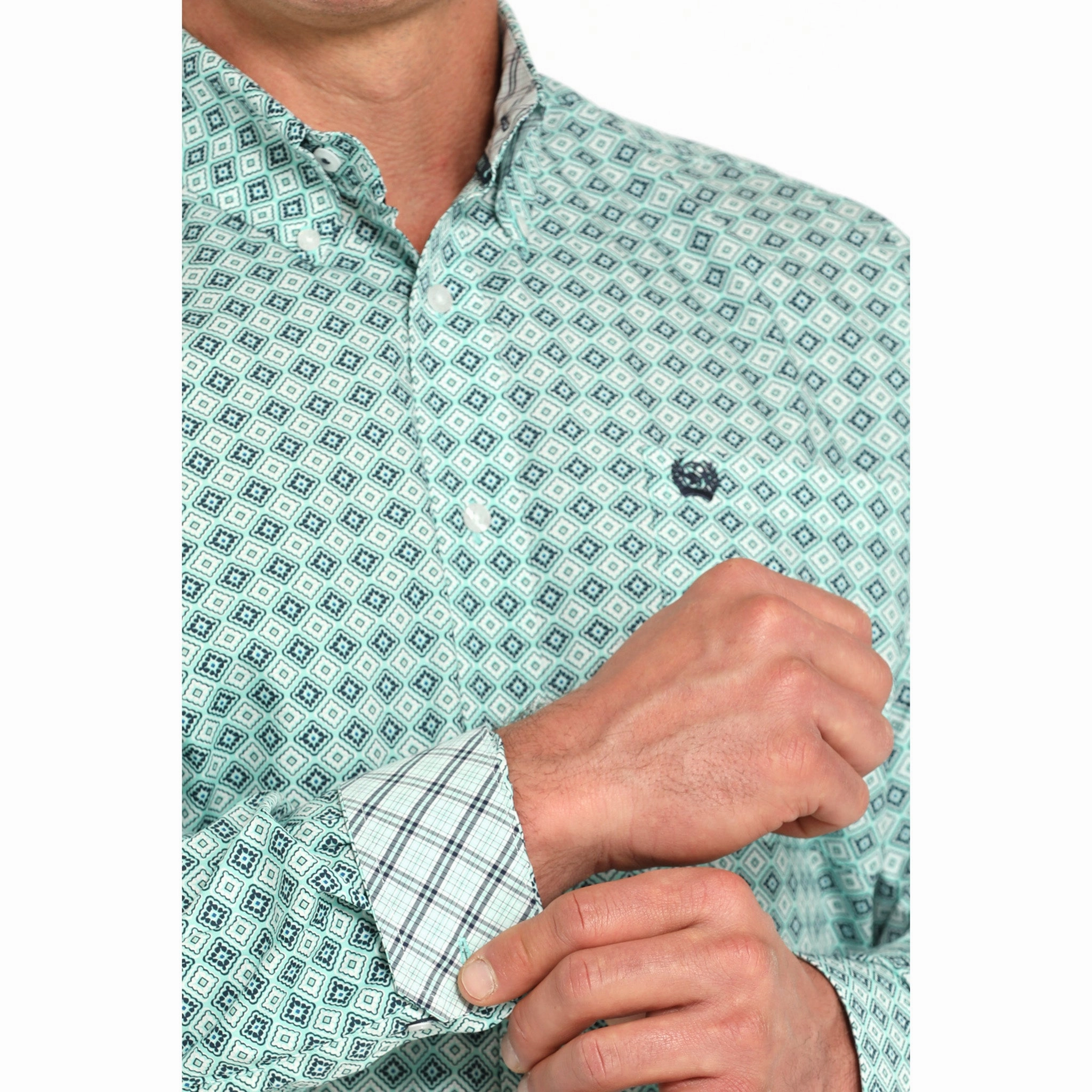 Cinch Men's Turquoise Print Long Sleeve Matte Finish