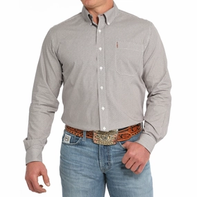 Cinch Men's White Multi Geo Long Sleeve Shirt Interview Ready