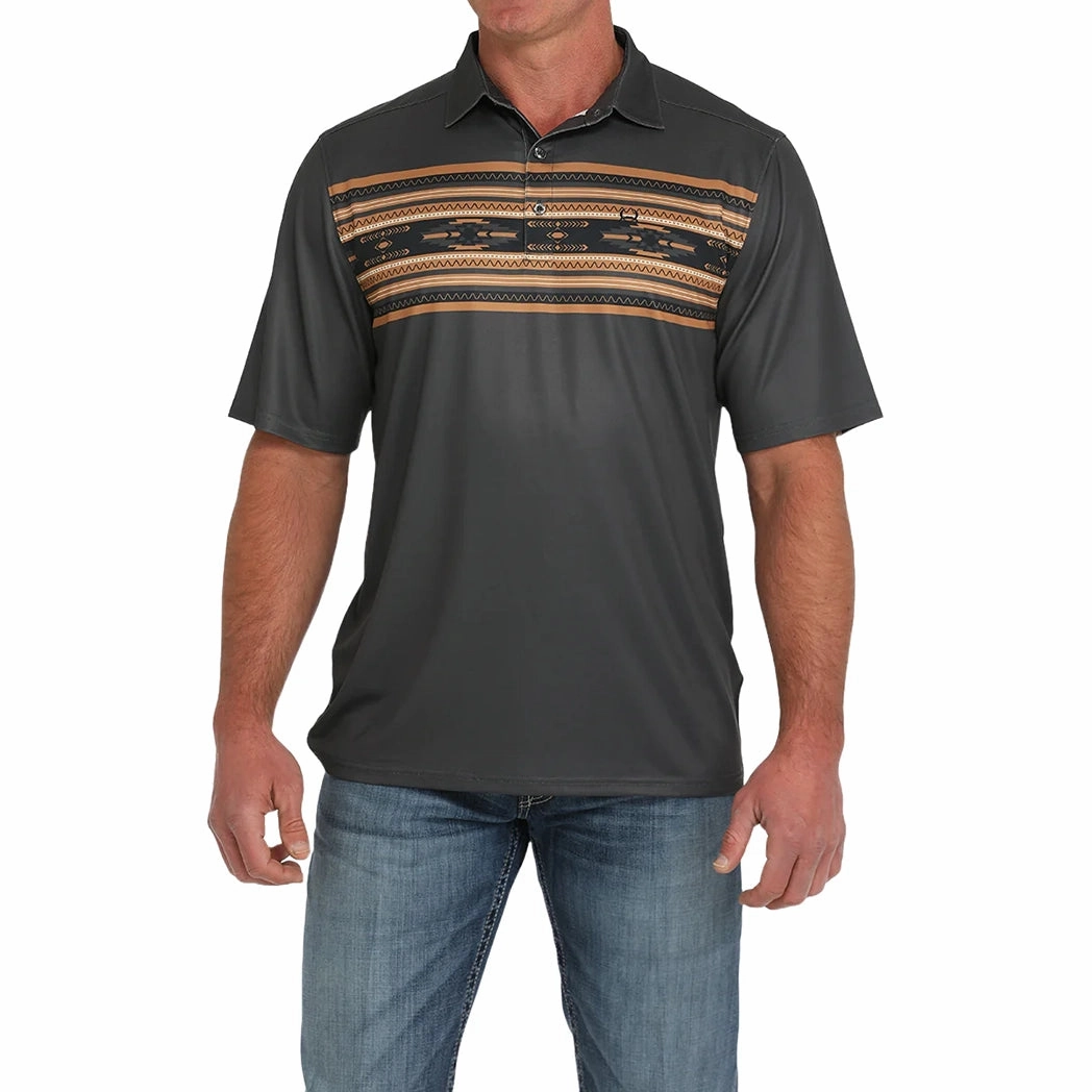 Modern Appeal Cinch Mens Arena Flex Gray Aztec Balck Polo