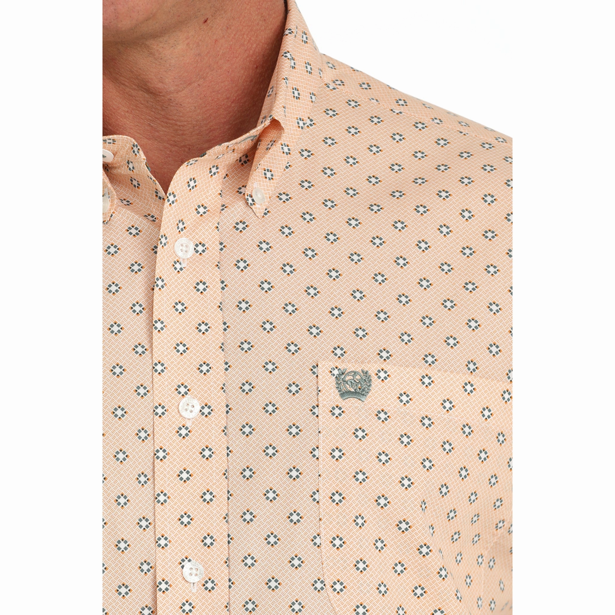 Cinch Peach Geo Print Short Sleeve Textured Finish Organic Cotton
