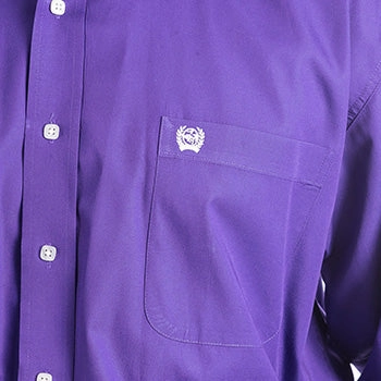 Cinch Purple Solid Button Down Shirt Tailored Style