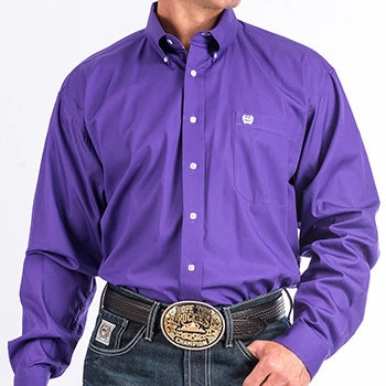 Timeless Classic Cinch Purple Solid Button Down Shirt