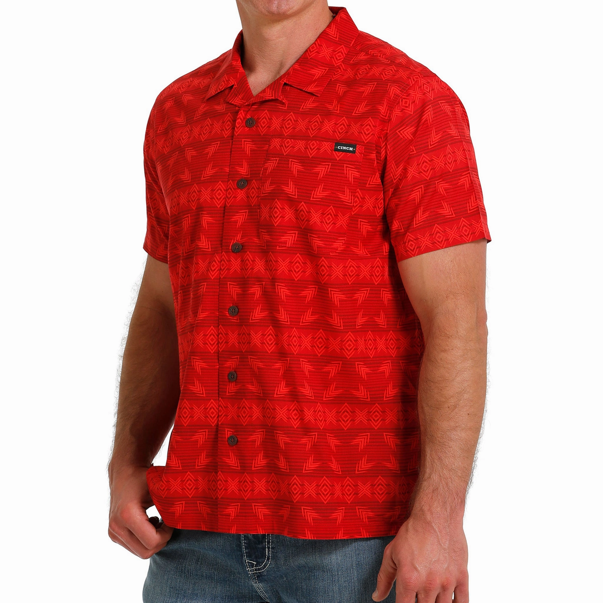 Cinch Red Aztec Shirt Trendy Design Stylish Detail