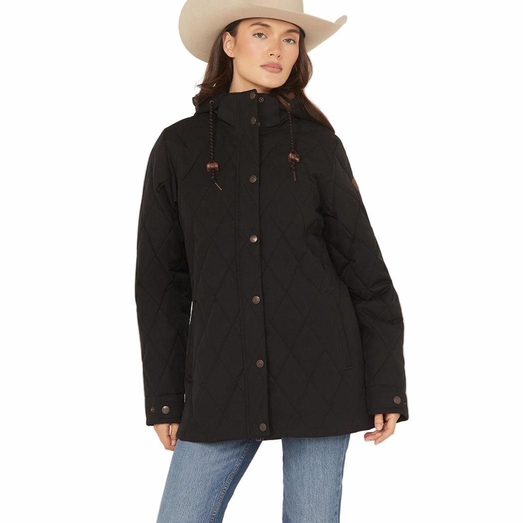 Windproof Closure ShrinkResistantFabric Cinch Women's Black Barn Coat