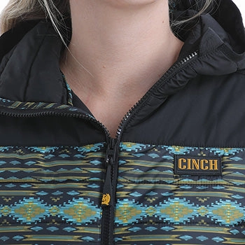 Friction Resistant Cinch Women's Black, Green and Yellow Aztec Coat