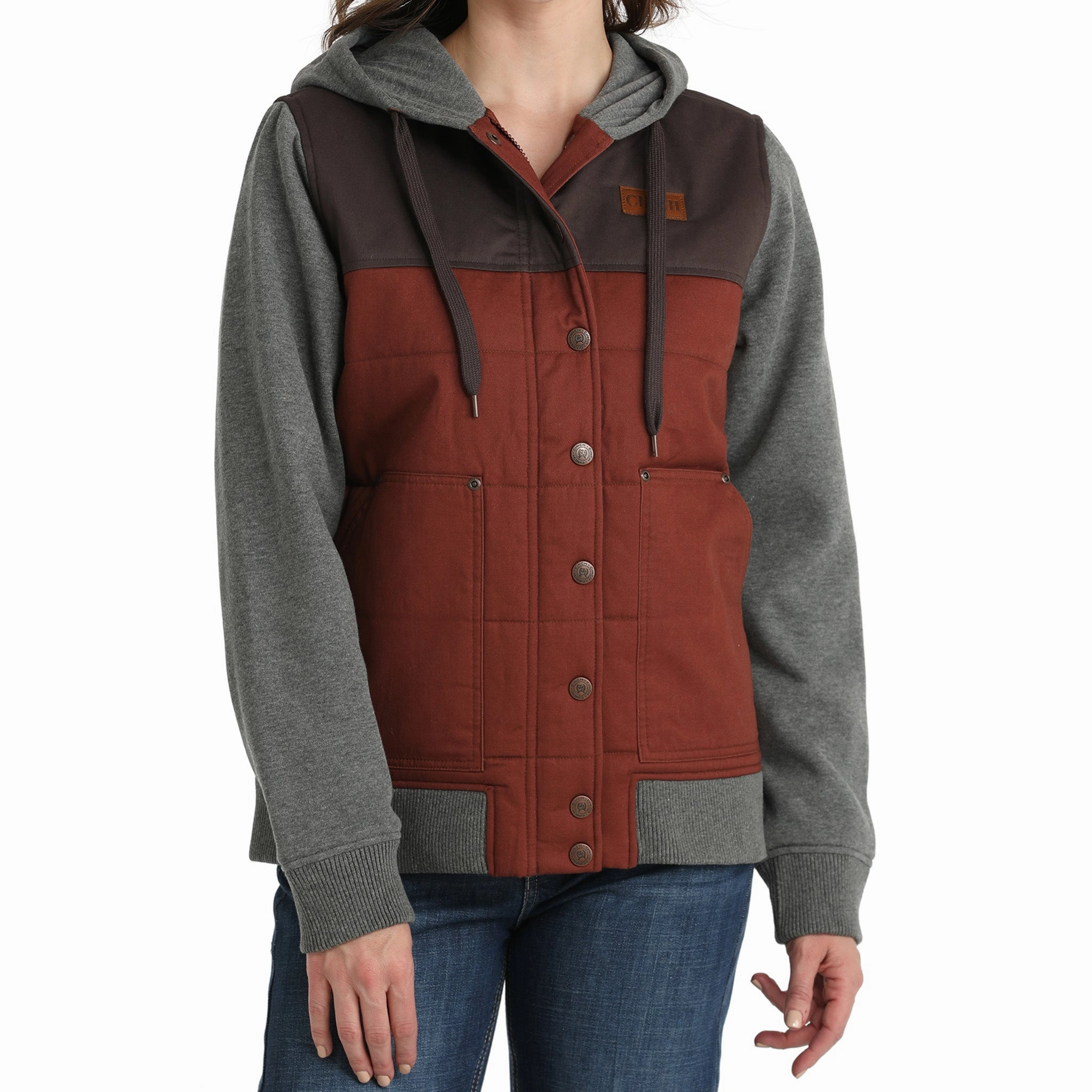 Double Layered Cinch Women's Canvas Hoodie Jacket