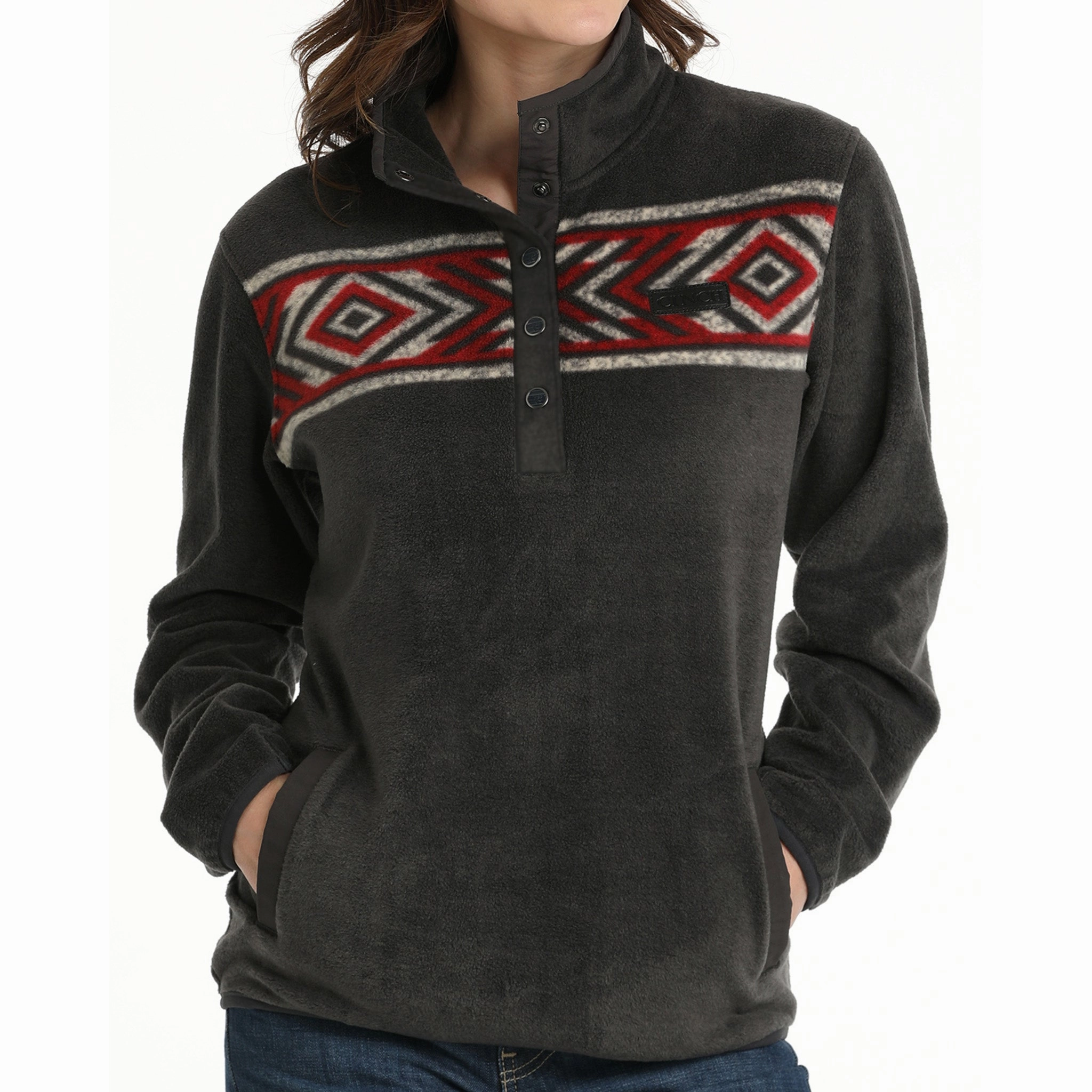 Matte Finish Cinch Women's Charcoal Fleece Pullover