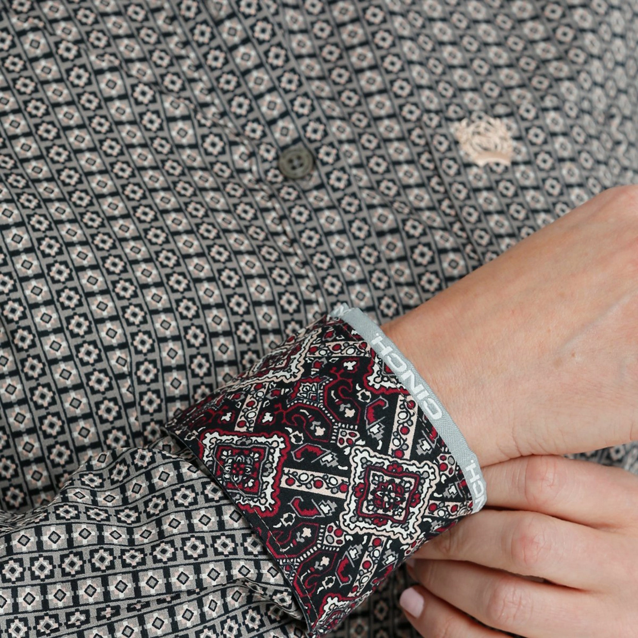 Cinch Women's Grey Western Shirt Warm Hoodie Rubberized grip