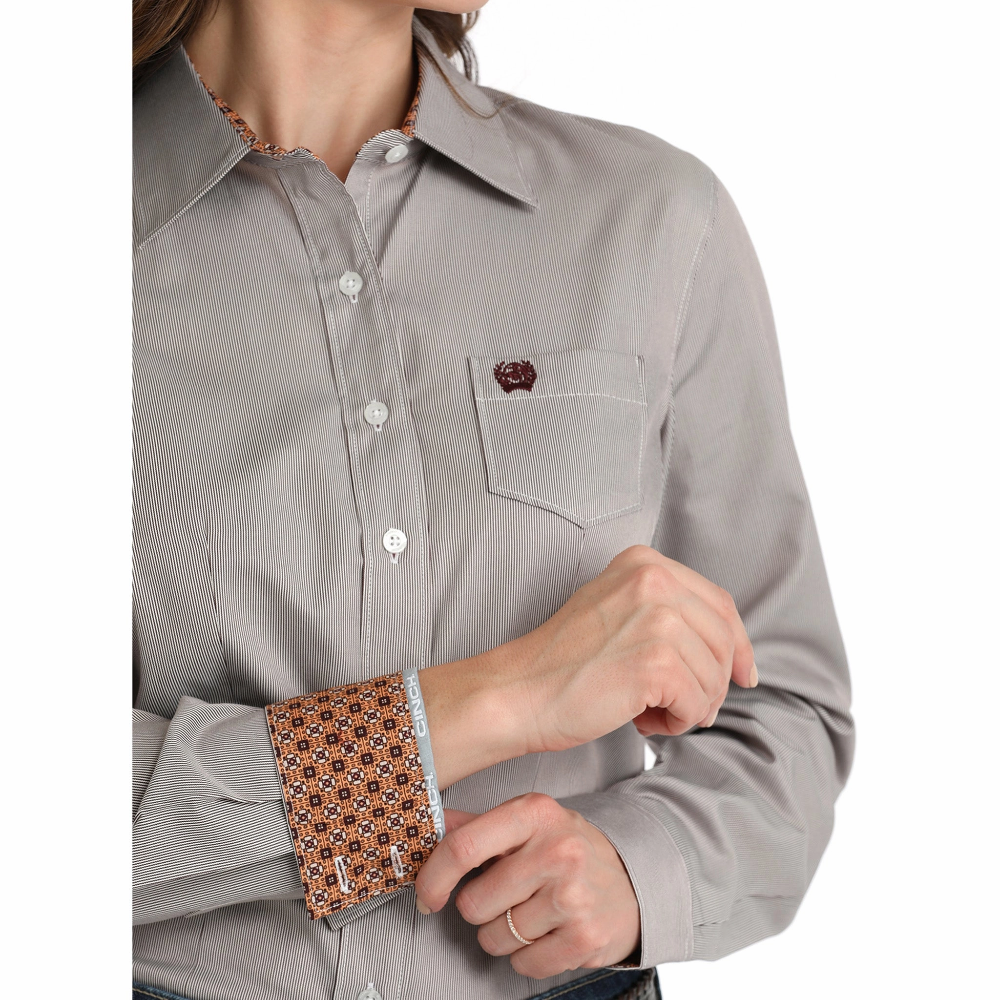 AntiStaticInnerLining Cinch Women's Long Sleeve Tencel Western Shirt in Purple