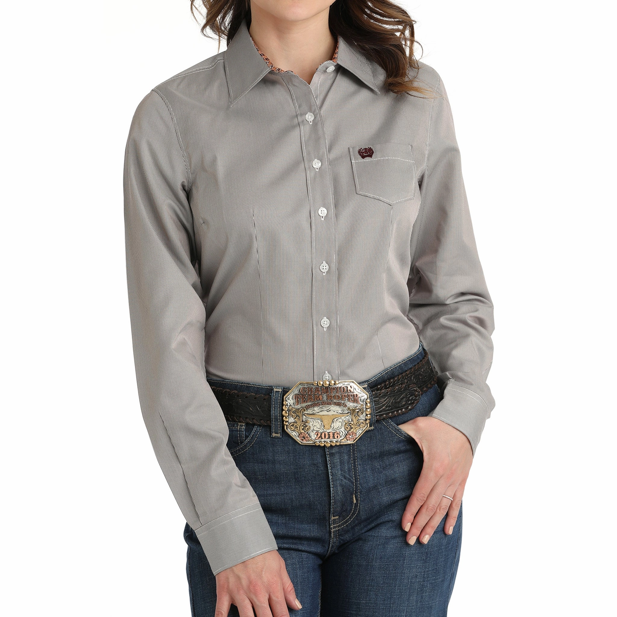 Cinch Women's Long Sleeve Tencel Western Shirt in Purple Activewear Top