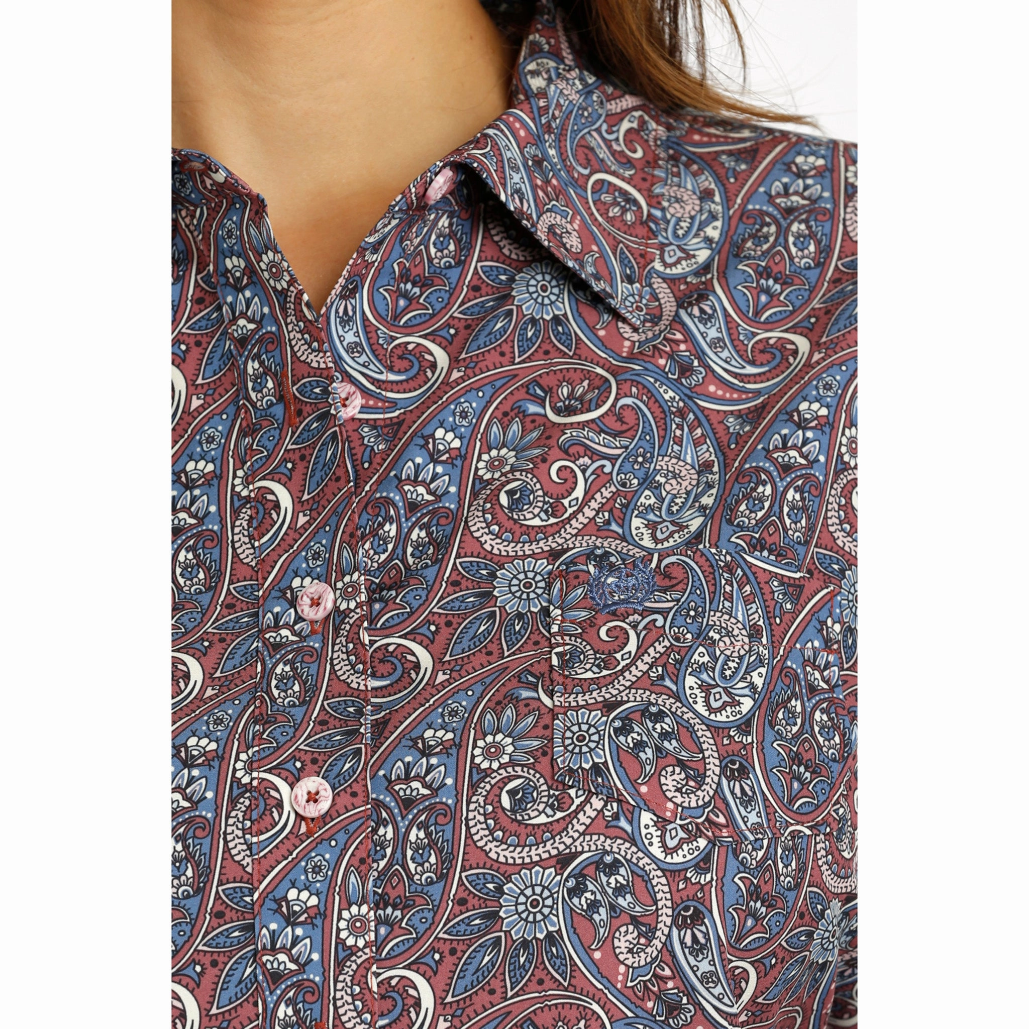 Airflow Optimized Weave Cinch Women's Paisley Burgundy Long Sleeve