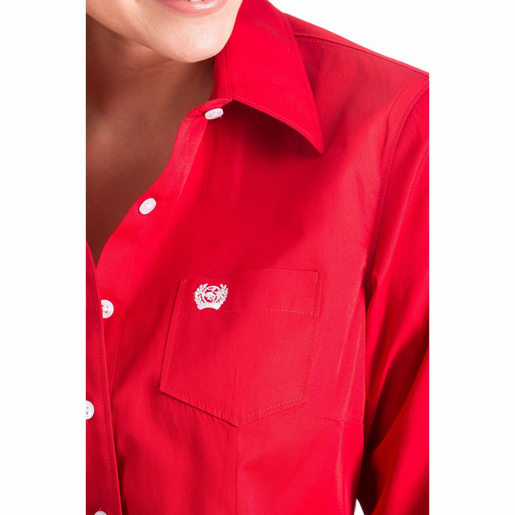 Cinch Women's Solid Red Long Sleeve Western Shirt Casual Blouse Elegant Blouse