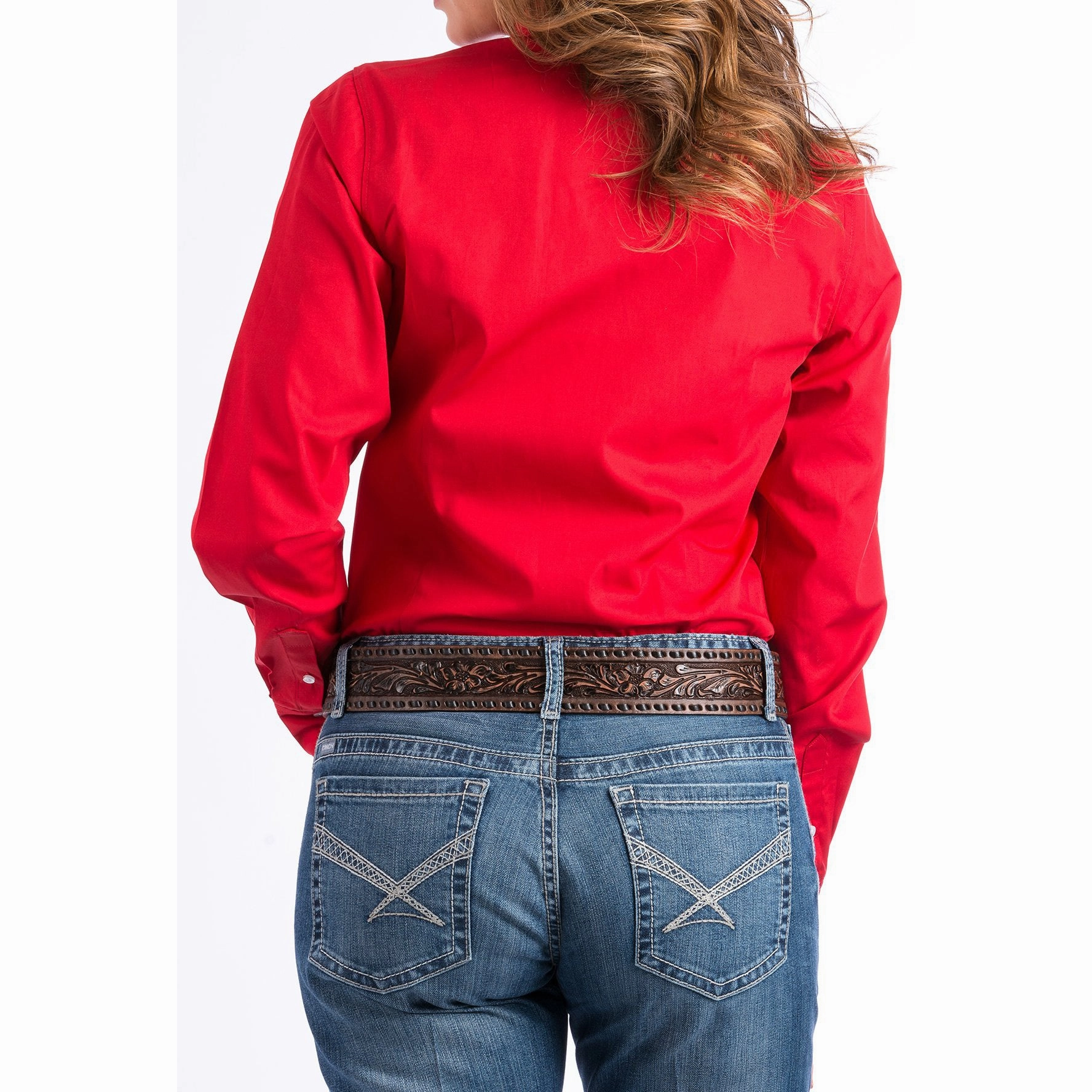 Thermal Regulation Technology Flatlock Seam Technology Cinch Women's Solid Red Long Sleeve Western Shirt