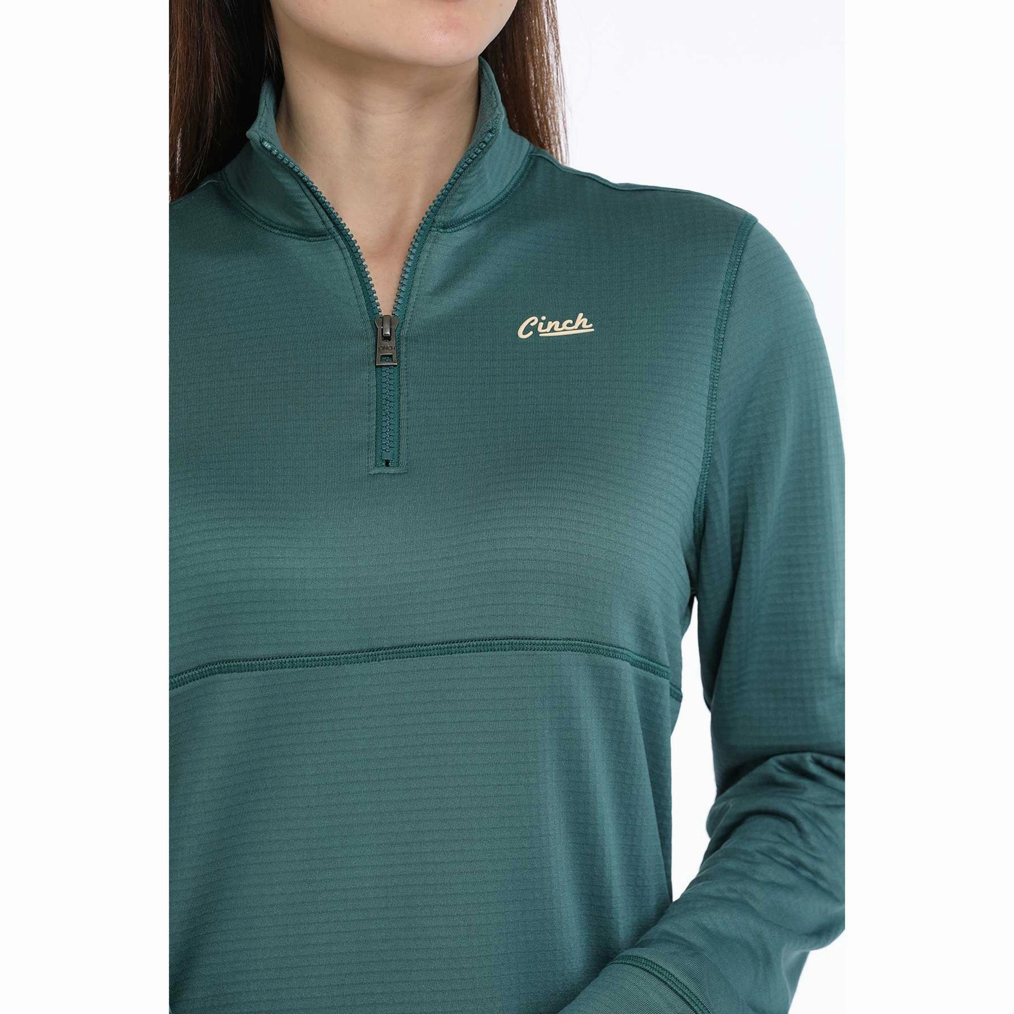 Matte Finish Cinch Women's Teal 1/4 Zip Pullover