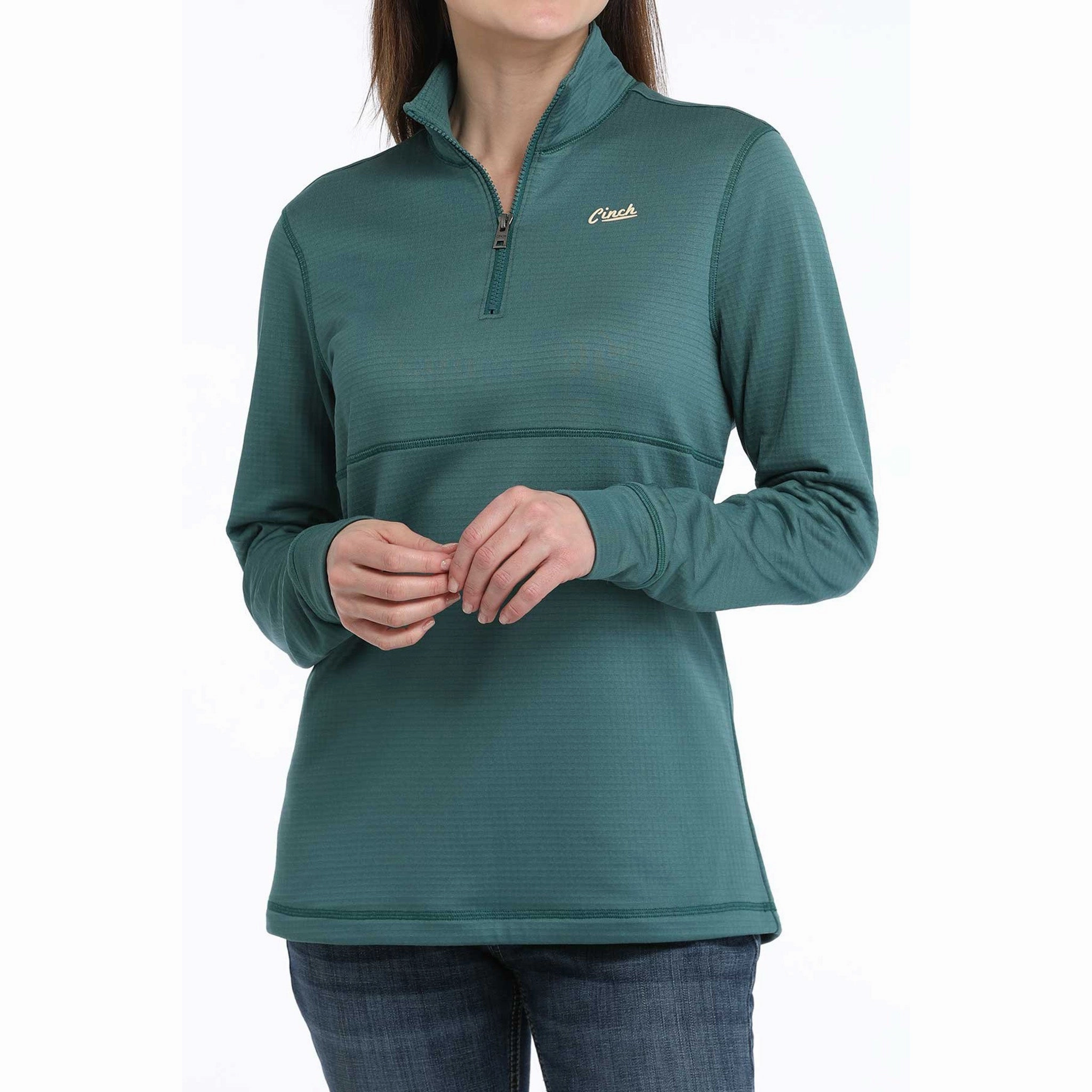 Cinch Women's Teal 1/4 Zip Pullover Snow Day Tear Resistant Fabric