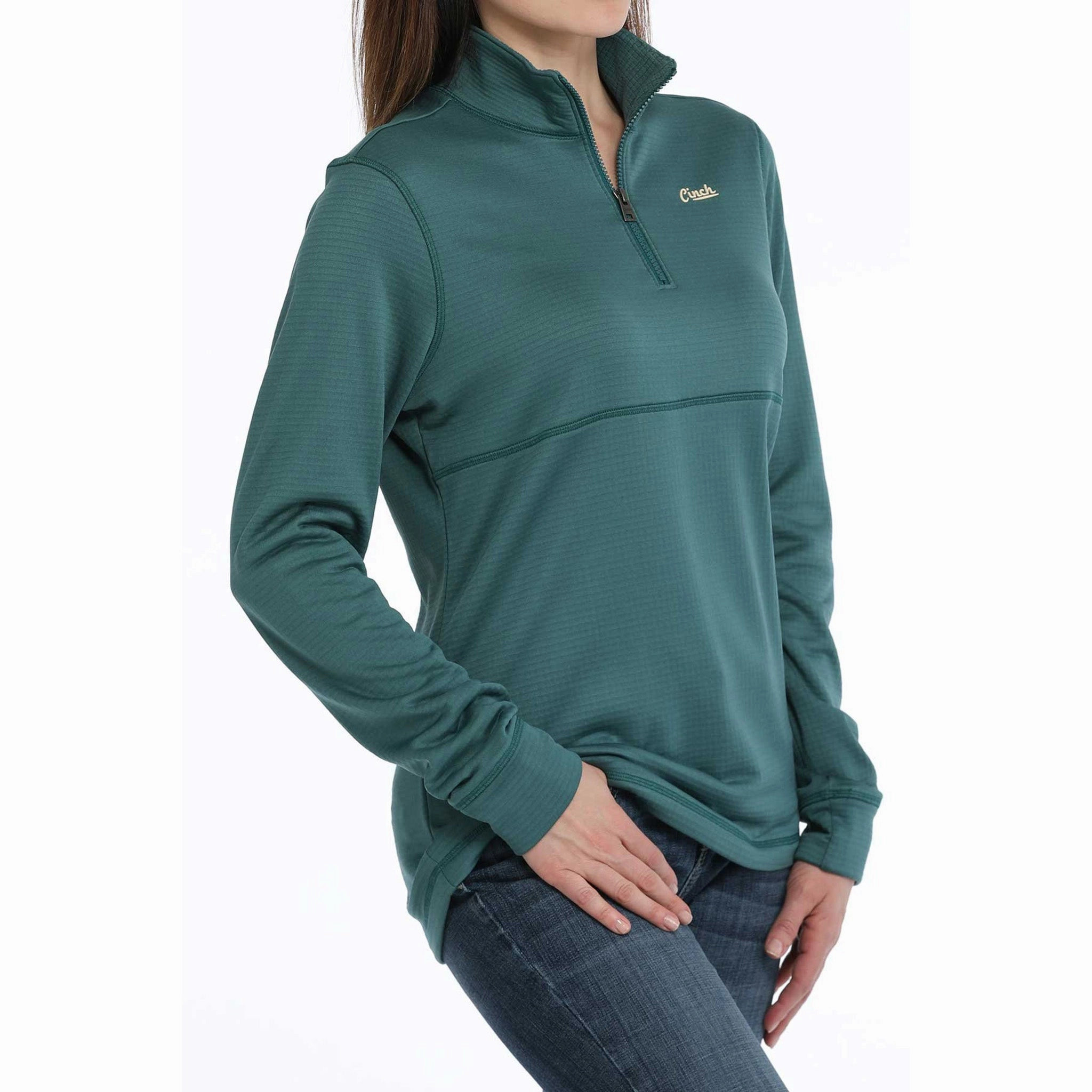 Cinch Women's Teal 1/4 Zip Pullover PFC Free Treatment