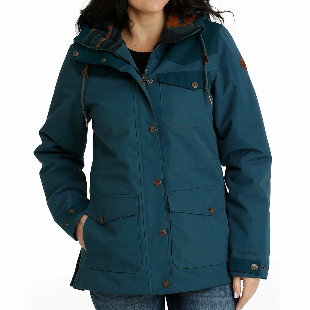 Cinch Women's Teal Barn Coat Kangaroo Pocket