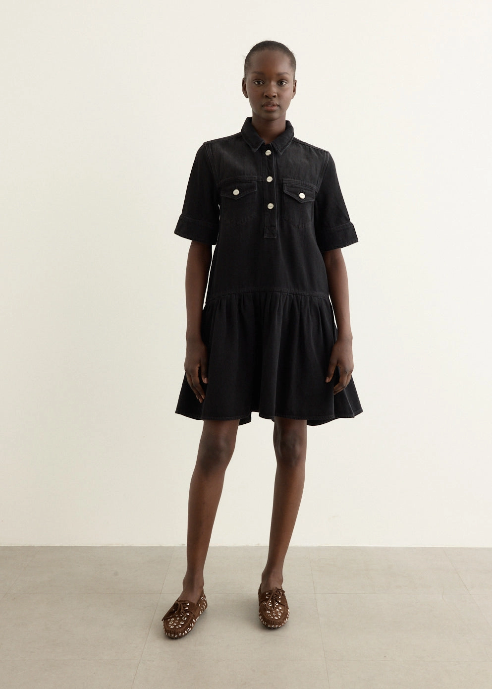 Soft Rigid Denim Mini Dress Formal-look