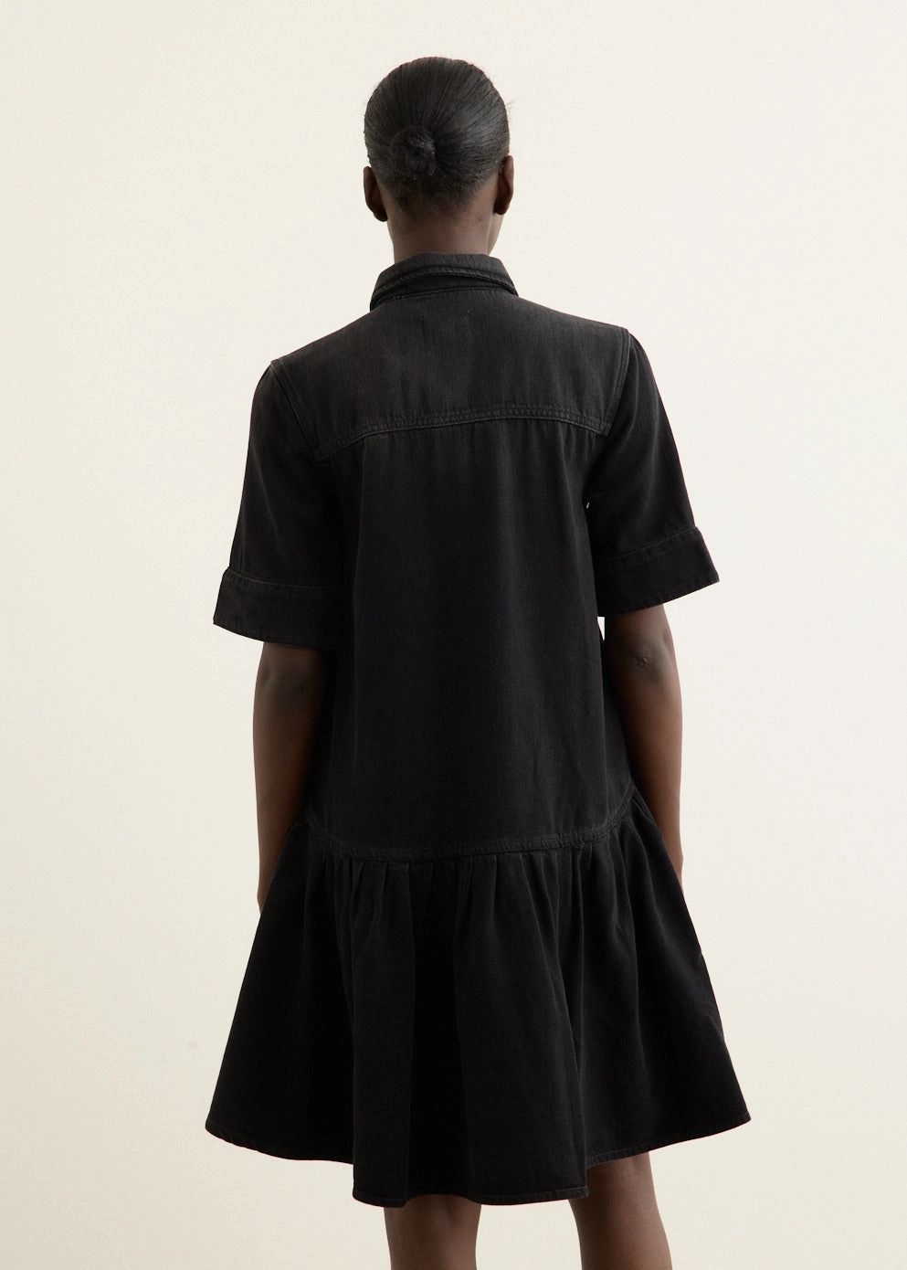 Soft Rigid Denim Mini Dress Soft Tones