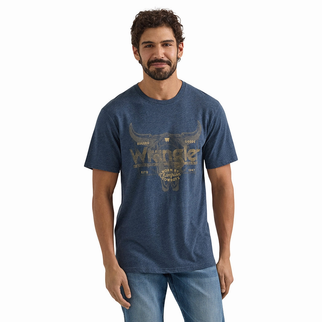 Wrangler Men's Short Sleeve Steer Head Logo Graphic T-Shirt Street Style Year-Round Favorite