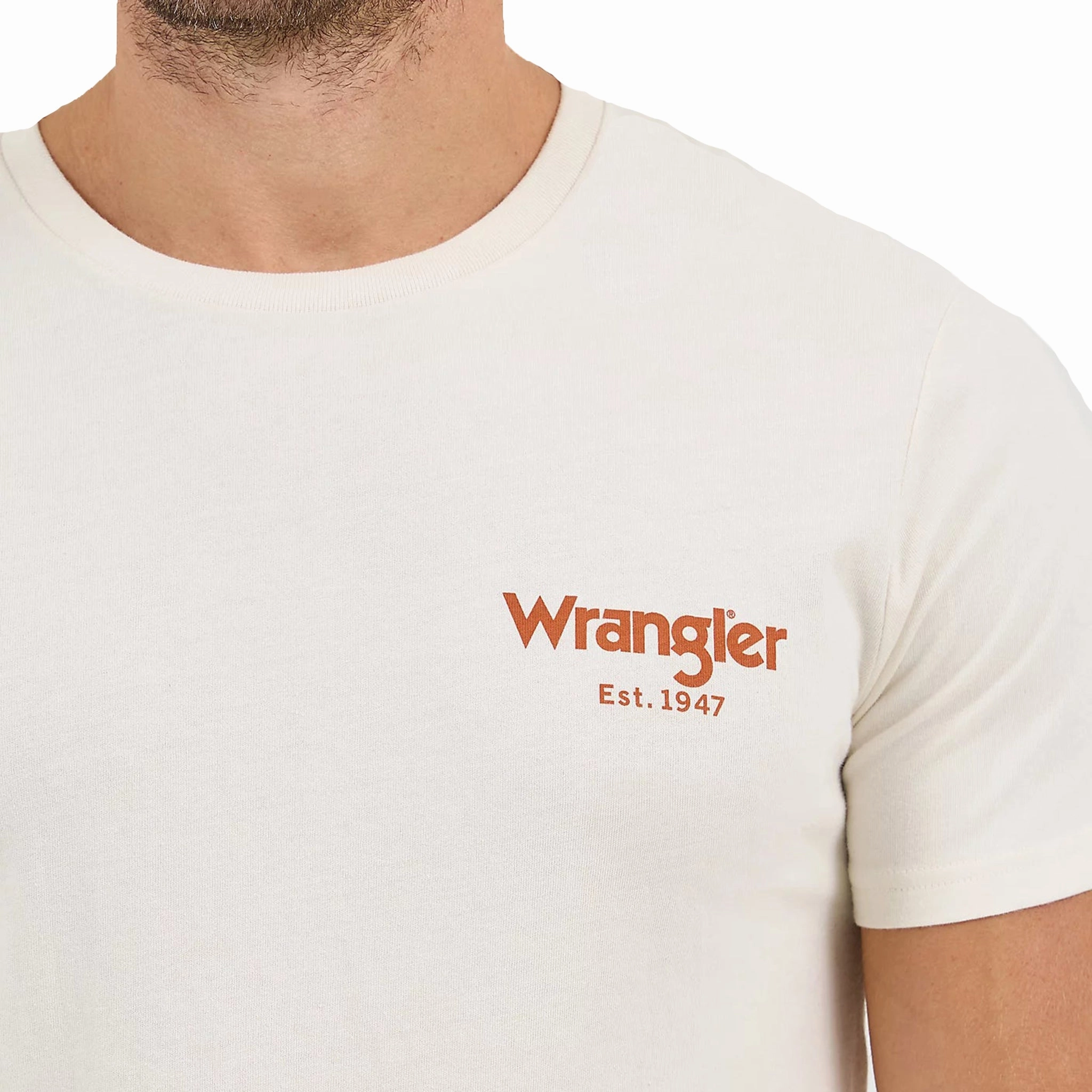 Wrangler Men's Cream Bronc Graphic Tee Eye-Catching Pattern