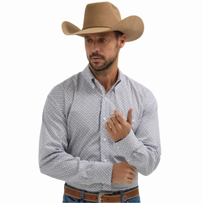 Wrangler White/Black Print Long Sleeve Shirt Quick Release Cuffs