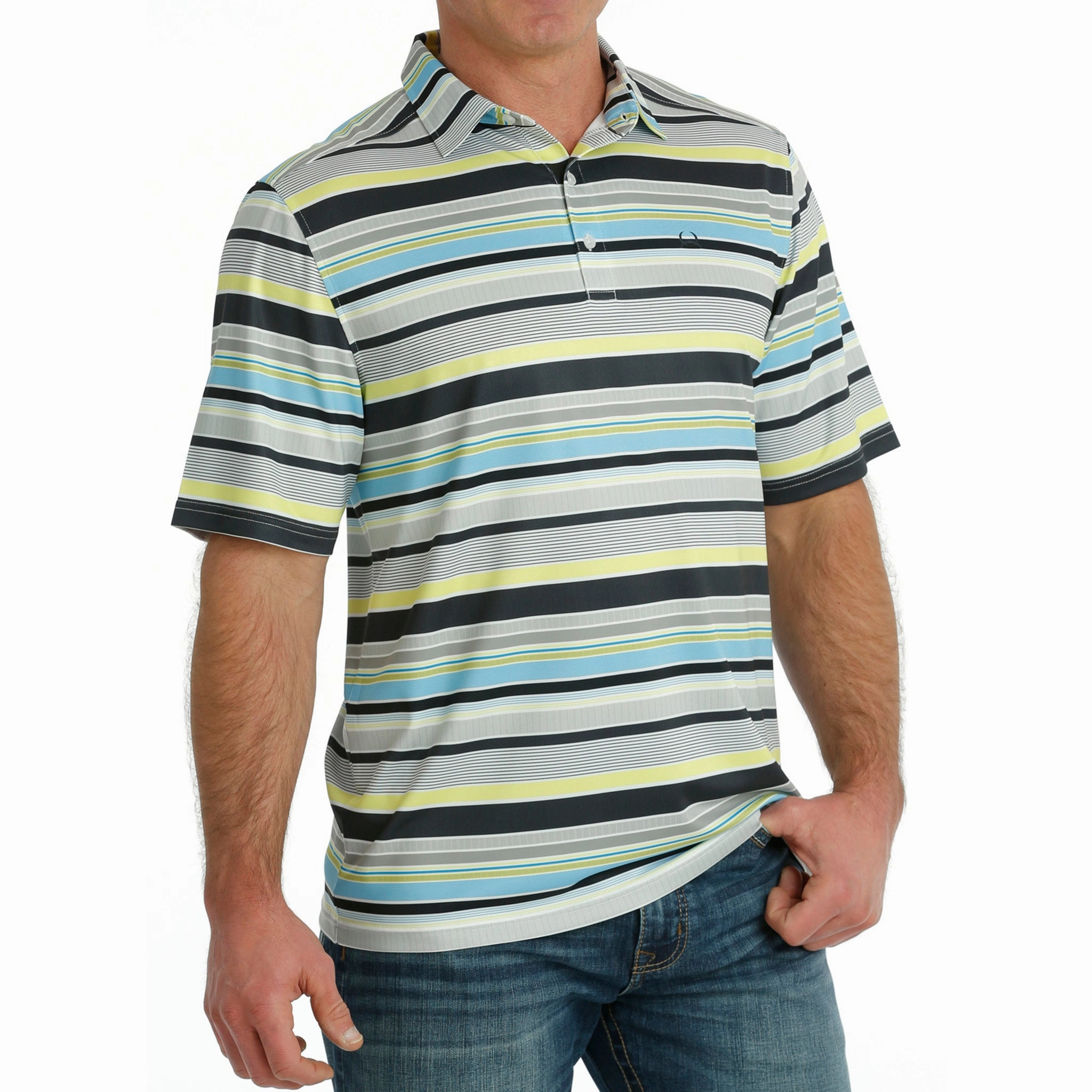 Cinch Men's Multi Stripe Arena Flex Polo Sporty Look