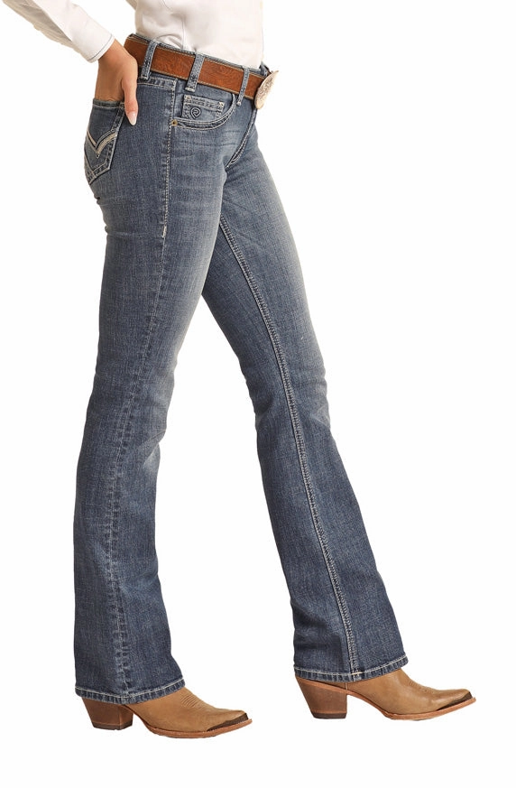 Rock & Roll Women's Denim Riding Medium Wash Jean Party Look Modern Minimalist