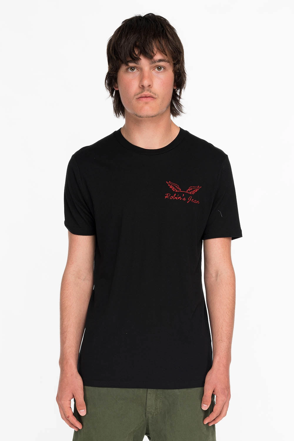 RED GLITTER FLEUR TEE WITH WINGS ON BACK IN BLACK Fresh Comfort Style