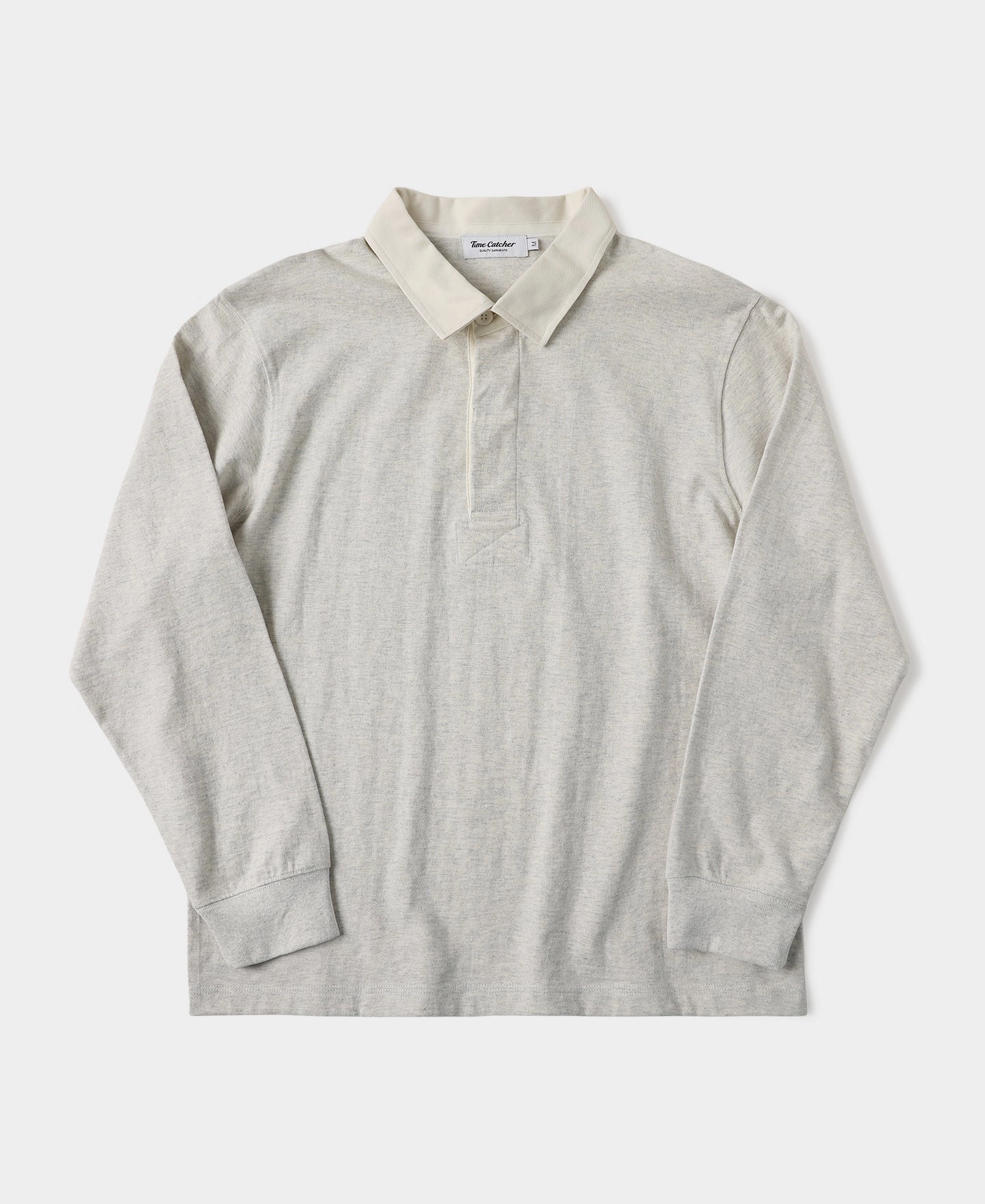 Classic Fit Jersey Tubular Rugby Shirt - Beige Gray Relaxed Layers