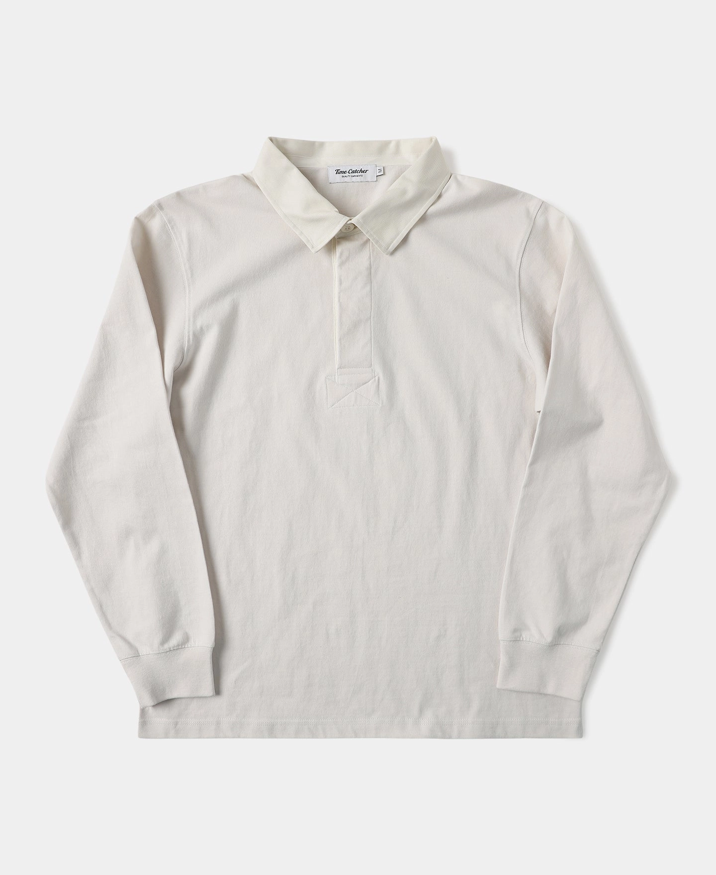 Classic Fit Jersey Tubular Rugby Shirt - Gray White Comfortable Appearance Trendy Layer