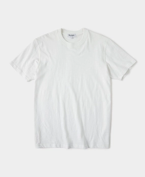 Classic Fit Loopwheel Slub Cotton T-Shirt - White Cozy Comfort Fit FadeResistant