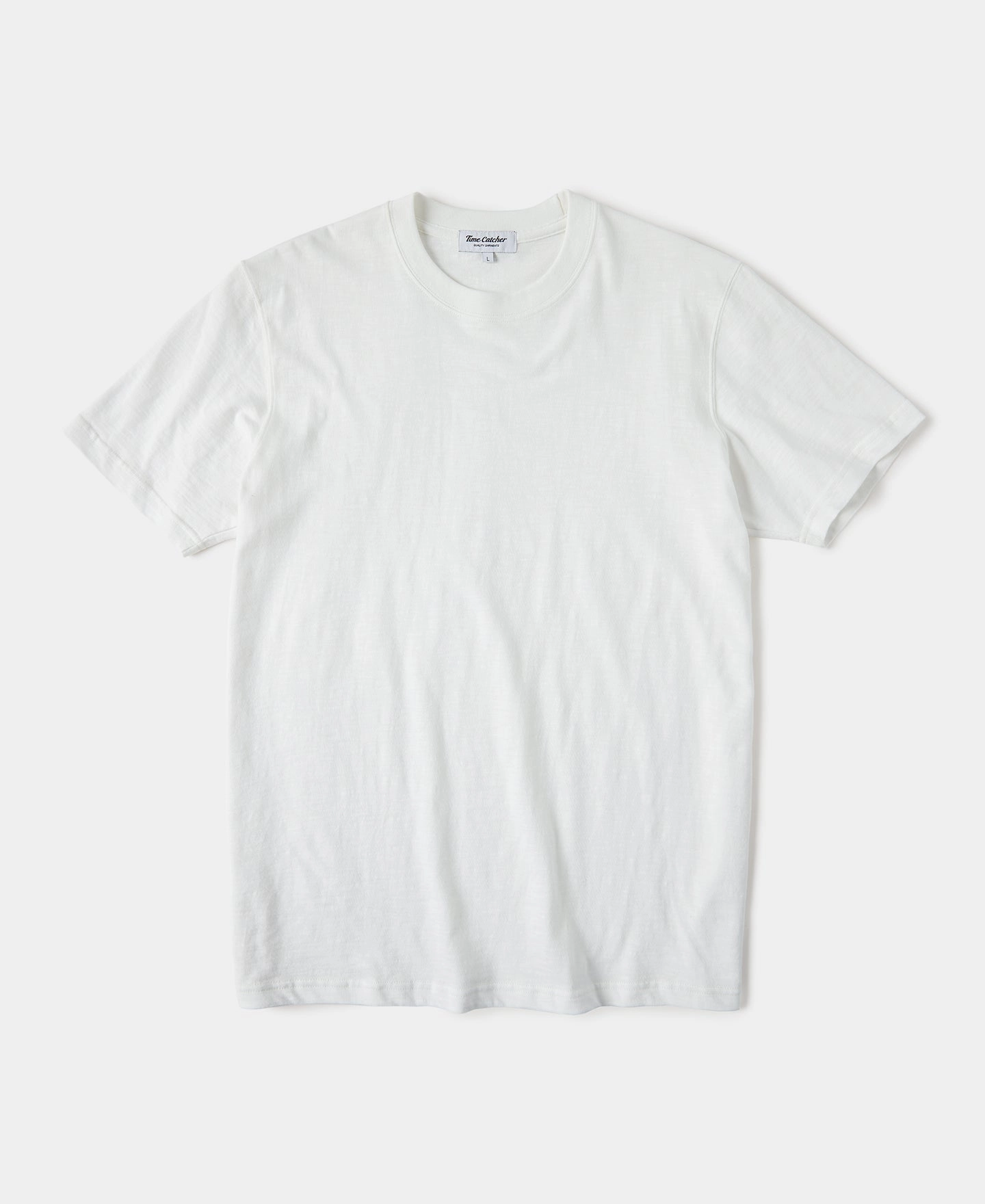 Classic Fit Loopwheel Slub Cotton T-Shirt - White Best Seller Weekend Comfort Wear