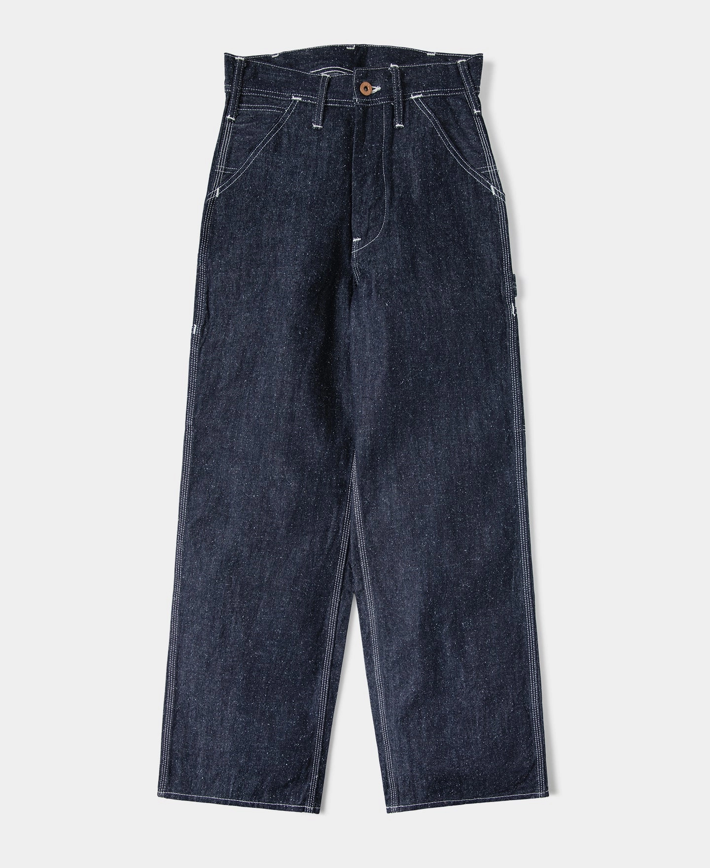 Minimalist Design Slub Pearl Yarn Indigo Denim Carpenter Pants