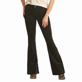 Rock & Roll Women's Black Corduroy Flare Jeans Neutral palette