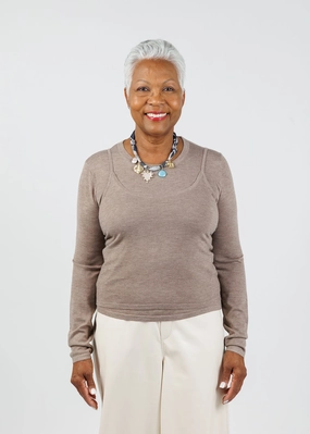 Prava Thin Layered Pullover Sweater - Taupe Casual Comfort