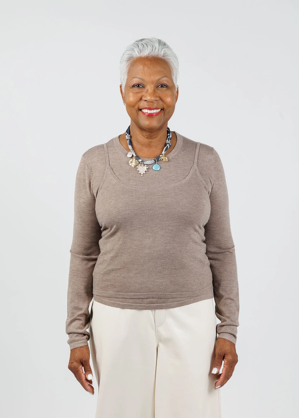 Prava Thin Layered Pullover Sweater - Taupe Casual Comfort