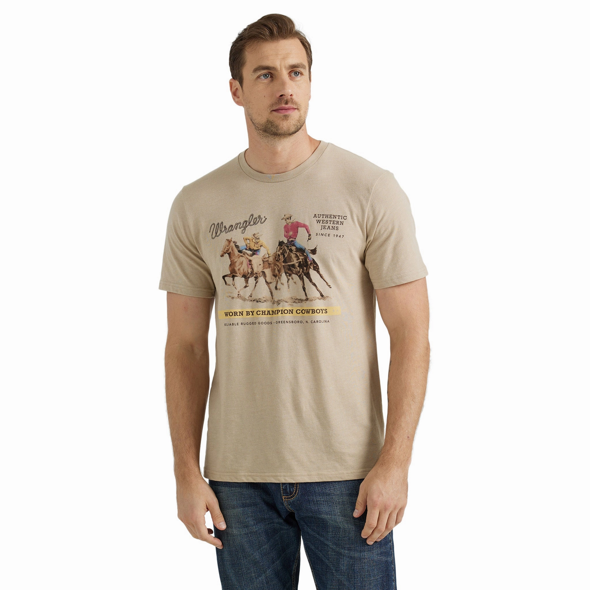 Gym Appropriate Wrangler Men's Vignette Logo T-Shirt