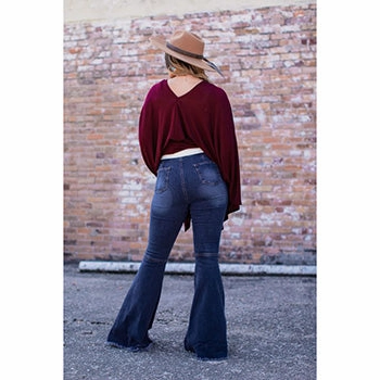Sustainable Weekend Getaway Classic Wear Street Fashion Lucky and Blessed MidWash Xtreme Flare Jeans