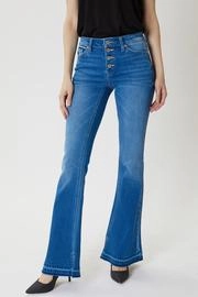 Everyday Neutral Sleek Design KanCan Med Button Up Flare Jean