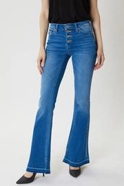 Durable Weave Minimalist Comfort KanCan Med Button Up Flare Jean