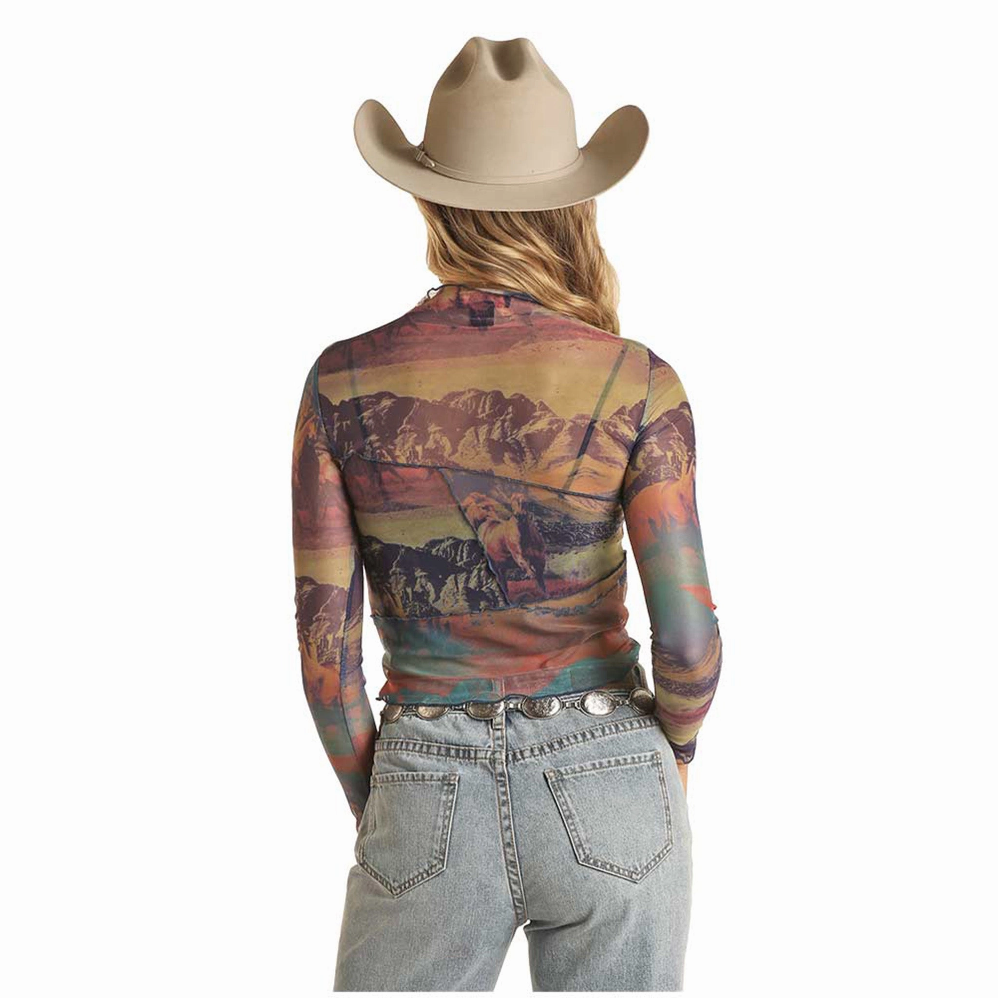 Panhandle Women's Multi Print Mesh Shirt FadeResistant Treatment