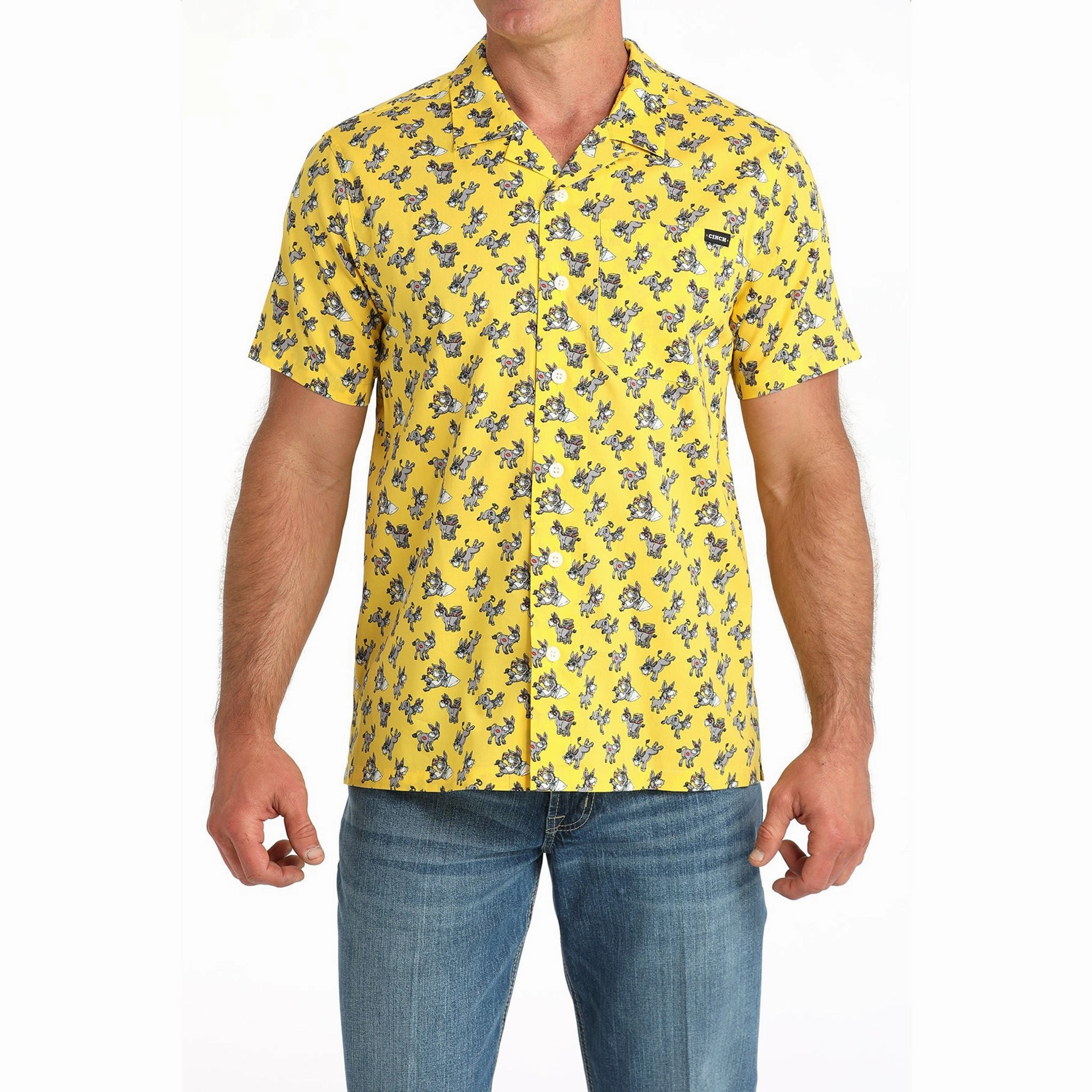 Smooth Zipper Design Cinch Men's Wonkey Donkey Camp Short Sleeve