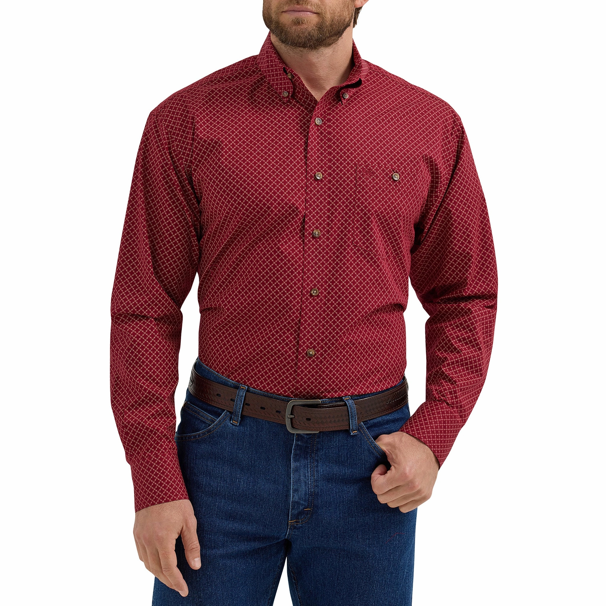 Wrangler Men's Red Geo Print Shirt Spring Collection
