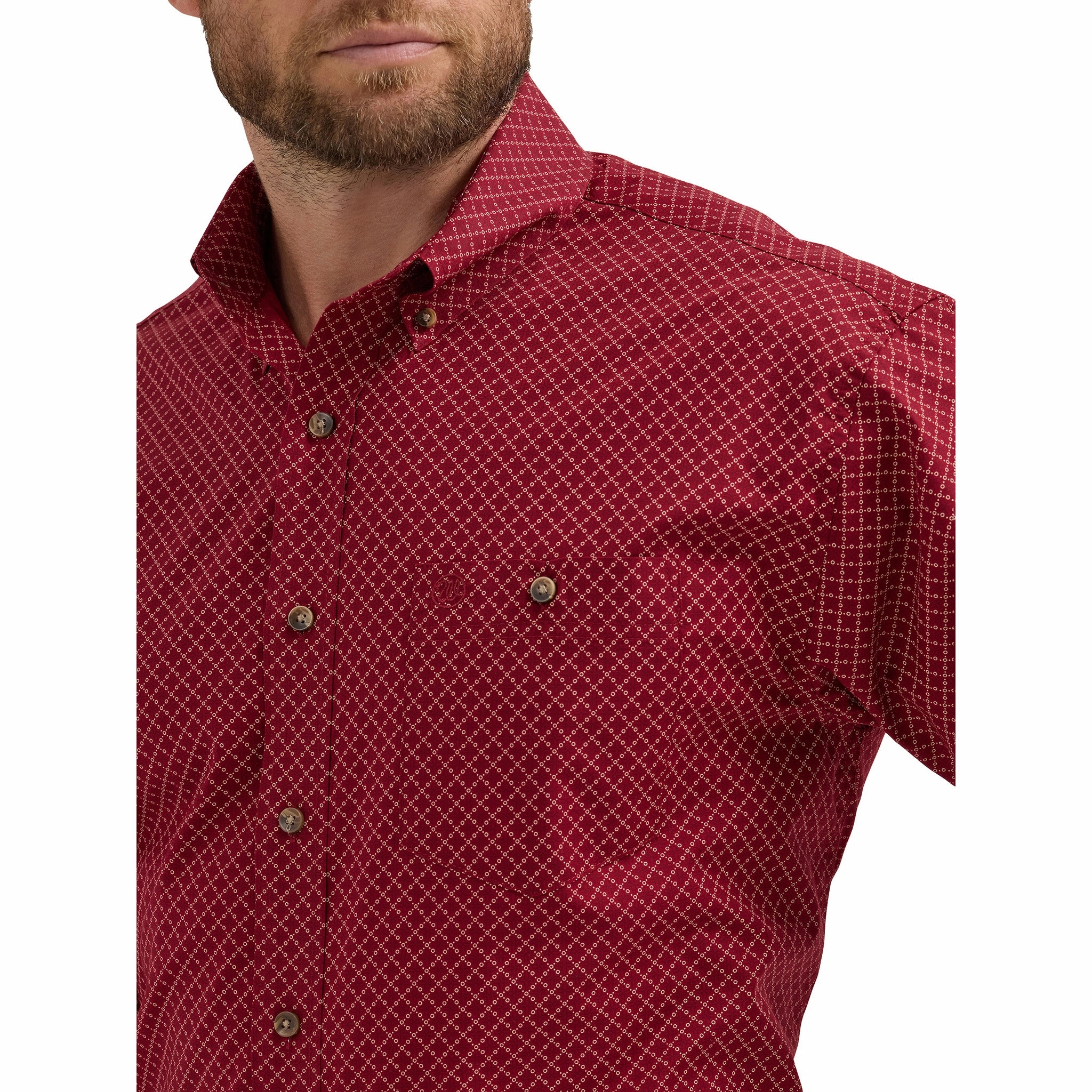 Casual Option Breathable Comfort Wrangler Men's Red Geo Print Shirt