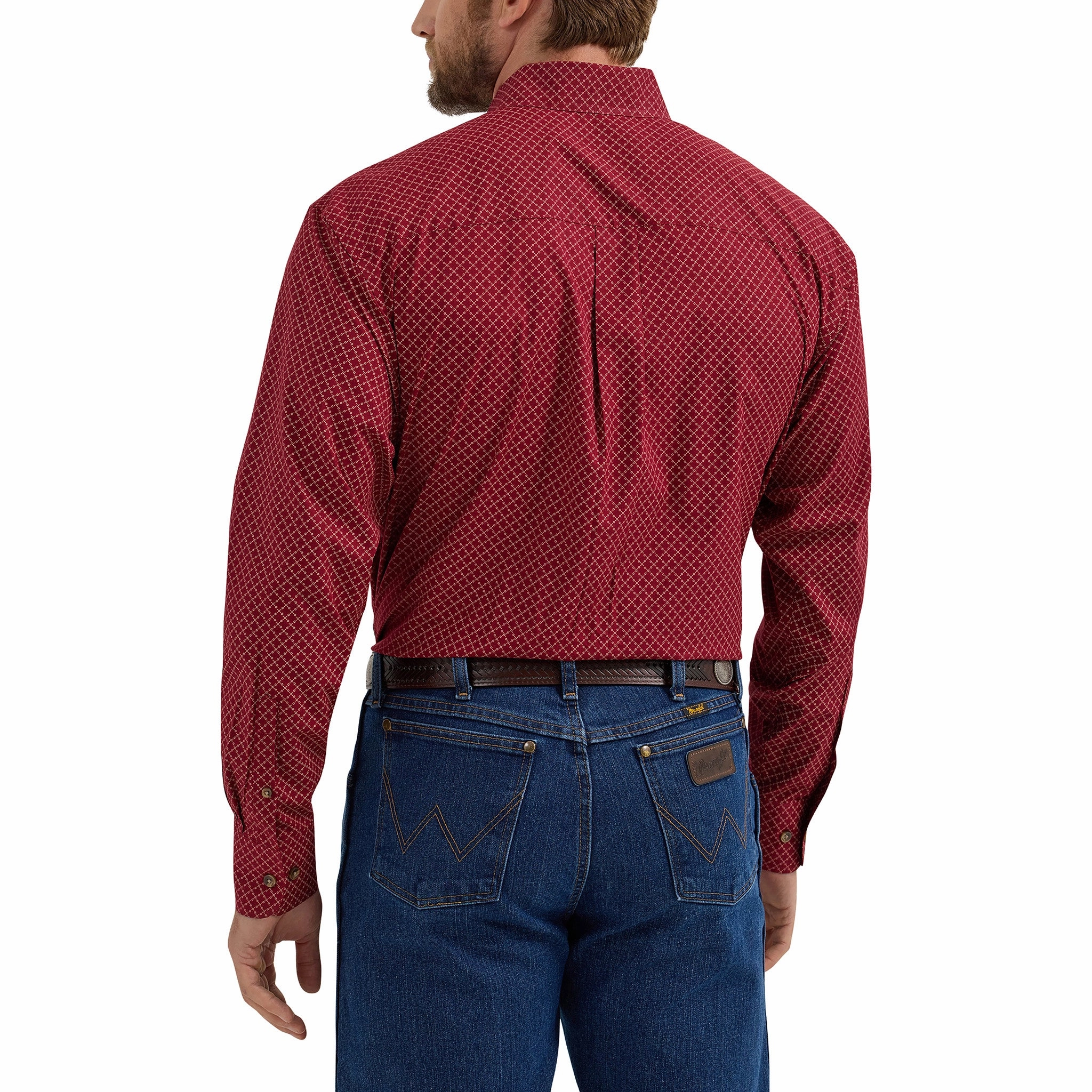 Tagless label Earthy Palette Wrangler Men's Red Geo Print Shirt