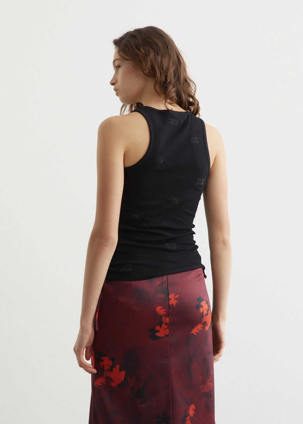 Soft Cotton Rib Rhinestone Butterfly Tank Top site Abrasion Reinforced Panels