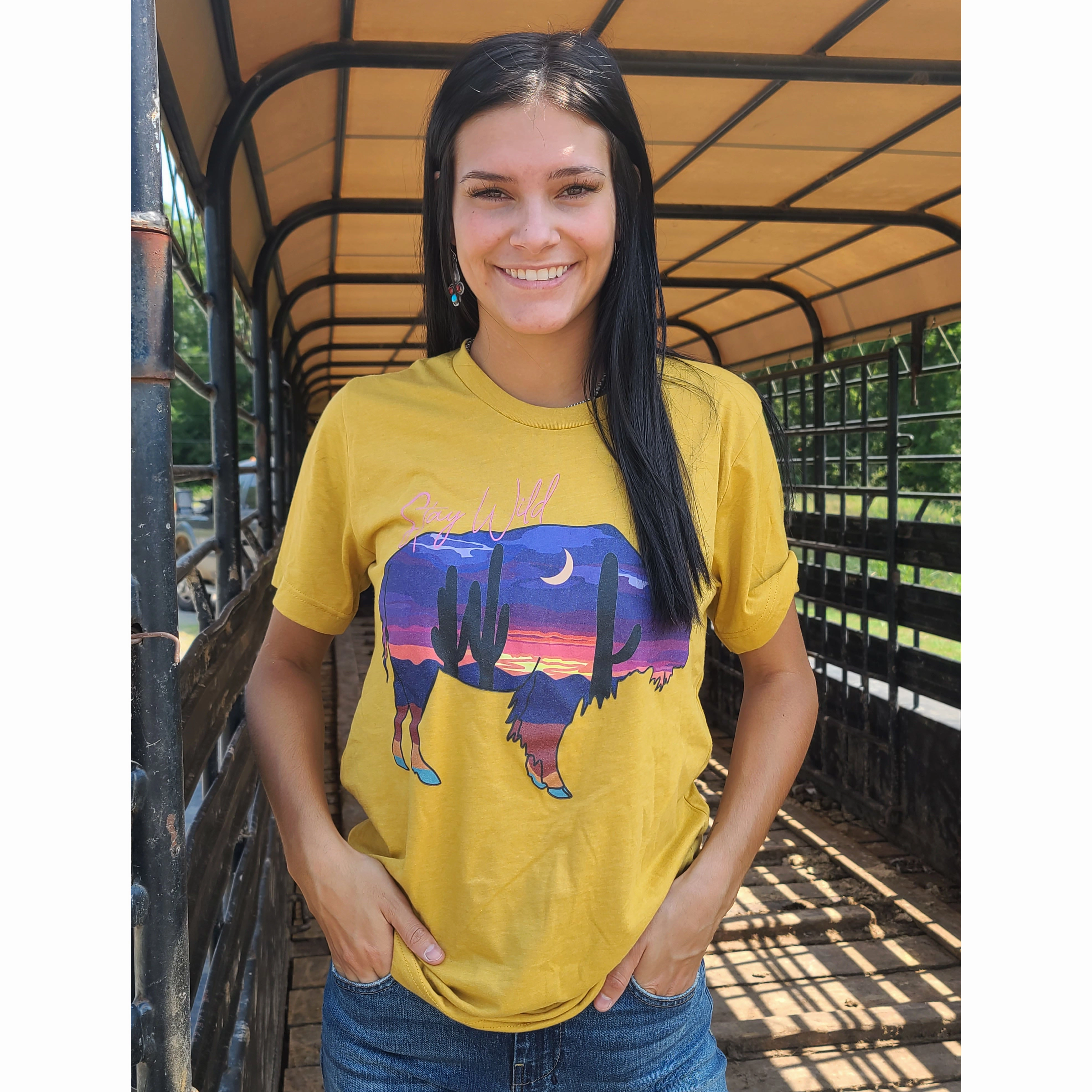 Rowdy Crowd Stay Wild Tee Classic Crewneck Design Soft Touch Texture